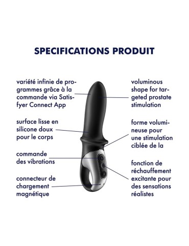 Vibromasseur noir USB, chauffant et connecté Hot Passion Satisfyer - CC597790 2