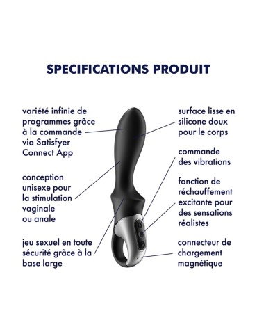 Vibromasseur noir USB, chauffant et connecté Heat Climax Satisfyer - CC597789 2