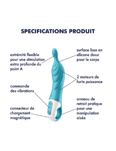 Vibromasseur rainuré Point A couleur turquoise A-Mazing 2 Satisfyer - CC597767 2