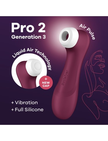 Stimulateur de clitoris 2 embouts avec techonologie Liquid Air Pro 2 Generation 3 rouge USB Satisfyer - CC597814 2