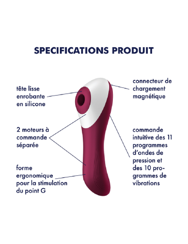 2 en 1 Vibromasseur et stimulateur de clitoris USB rouge Dual Crush Satisfyer - CC597786 2