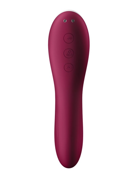 2 en 1 Vibromasseur et stimulateur de clitoris USB rouge Dual Crush Satisfyer - CC597786