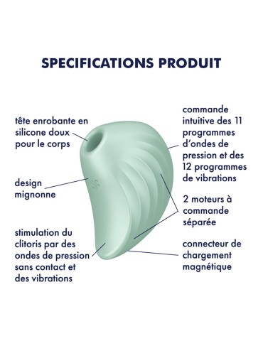 Stimulateur de clitoris vert USB Pearl Diver Satisfyer - CC597787 2