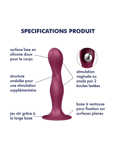 Gode ventouse silicone rouge Double Ball-R Satisfyer - CC597842 2