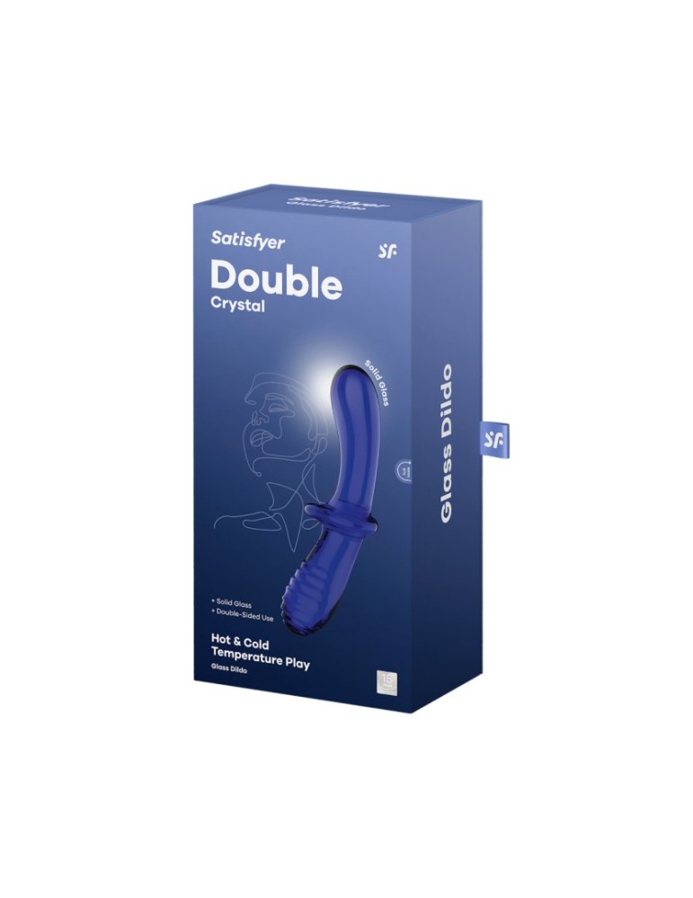 Gode en verre borosilicaté massif bleu Double Crystal Satisfyer - CC597828