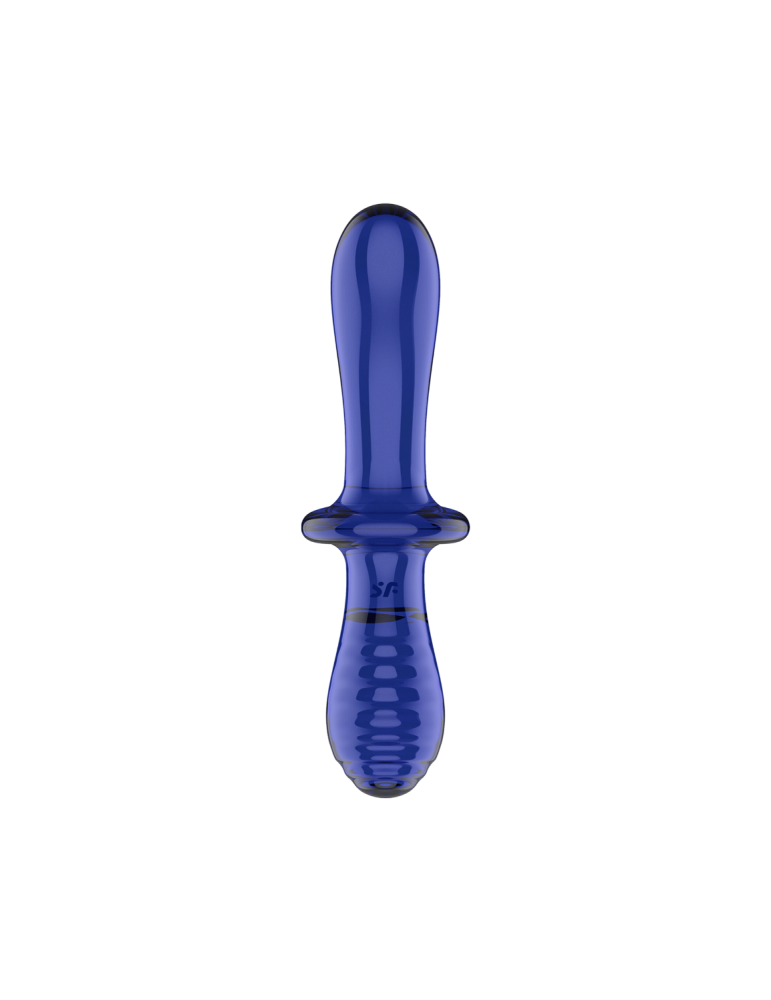 Gode en verre borosilicaté massif bleu Double Crystal Satisfyer - CC597828