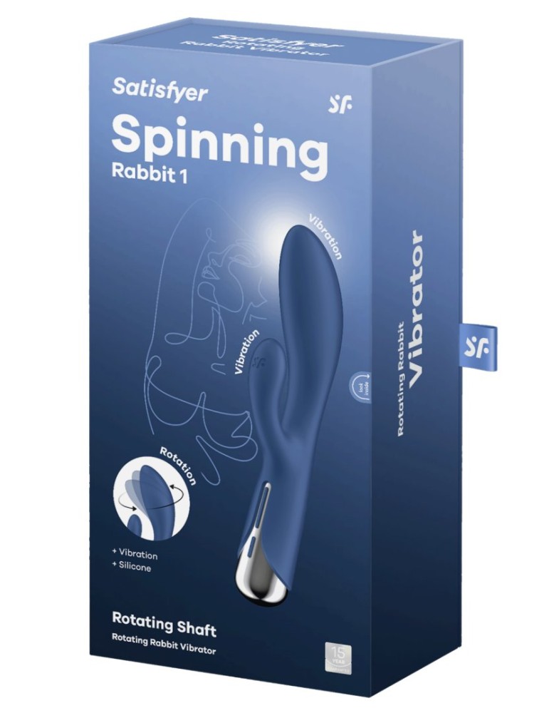 Vibromasseur rabbit USB tête rotative bleu Spinning Rabbit 1 Satisfyer - CC597856