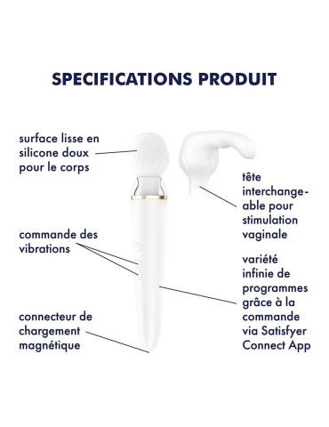 Double wand blanc connecté USB Double Wand-er Satisfyer - CC597756 2