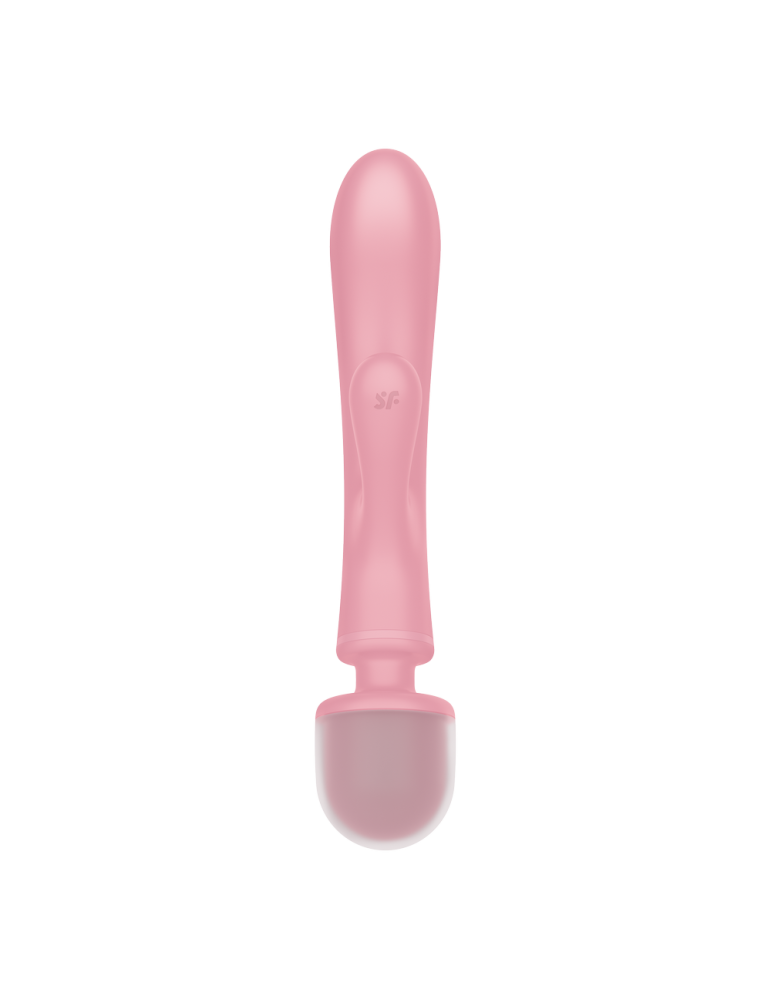 2 en 1 Vibromasseur rabbit et wand rose USB Triple Lover Satisfyer - CC597843