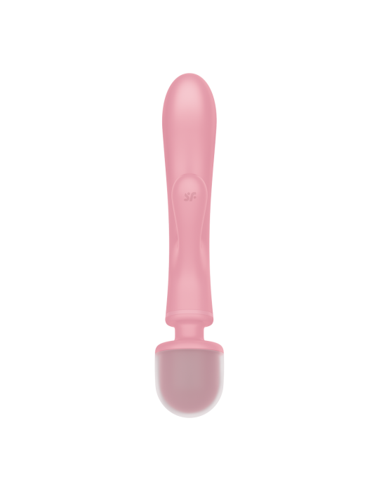 2 en 1 Vibromasseur rabbit et wand rose USB Triple Lover Satisfyer - CC597843