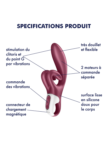 Vibromasseur rabbit point G rouge double stimulation clitoridienne Touch Me Satisfyer - CC597811SA 2