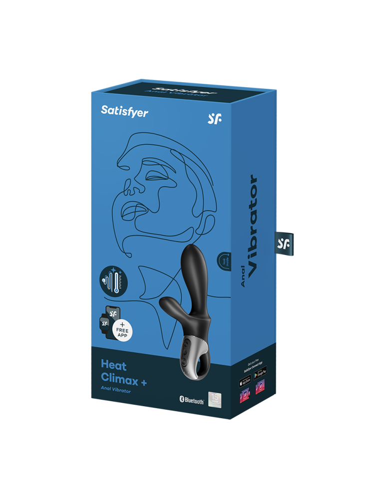 Vibromasseur rabbit noir USB, chauffant et connecté Heat Climax  Satisfyer - CC597791