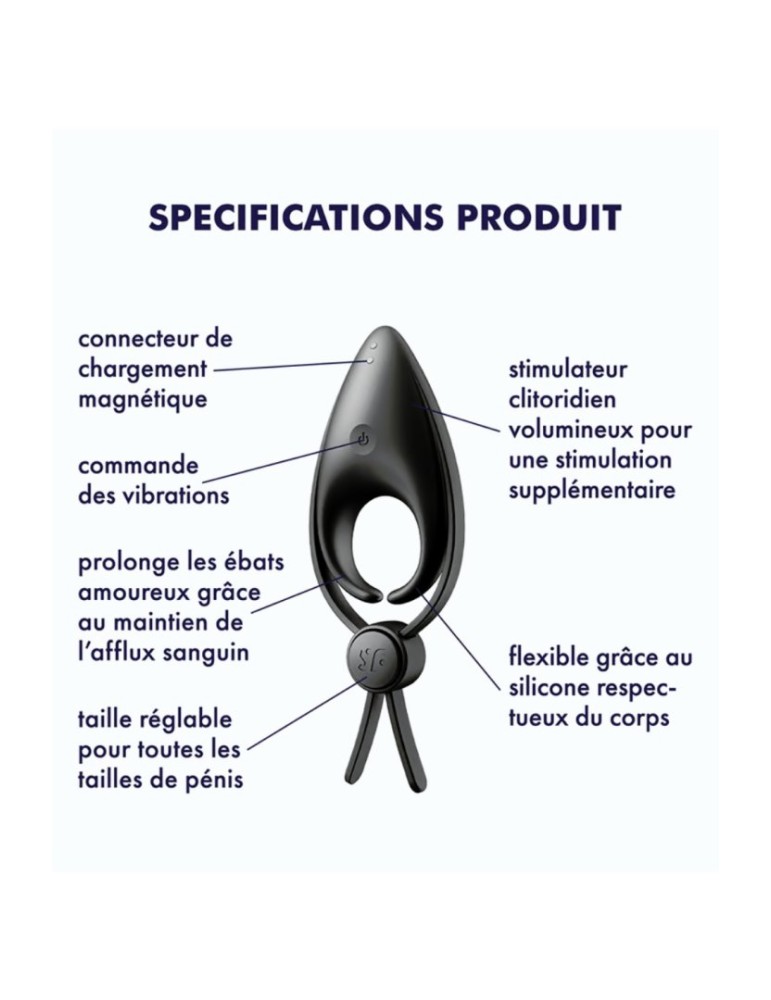Cockring vibrant USB silicone réglable Sniper Satisfyer - CC597854