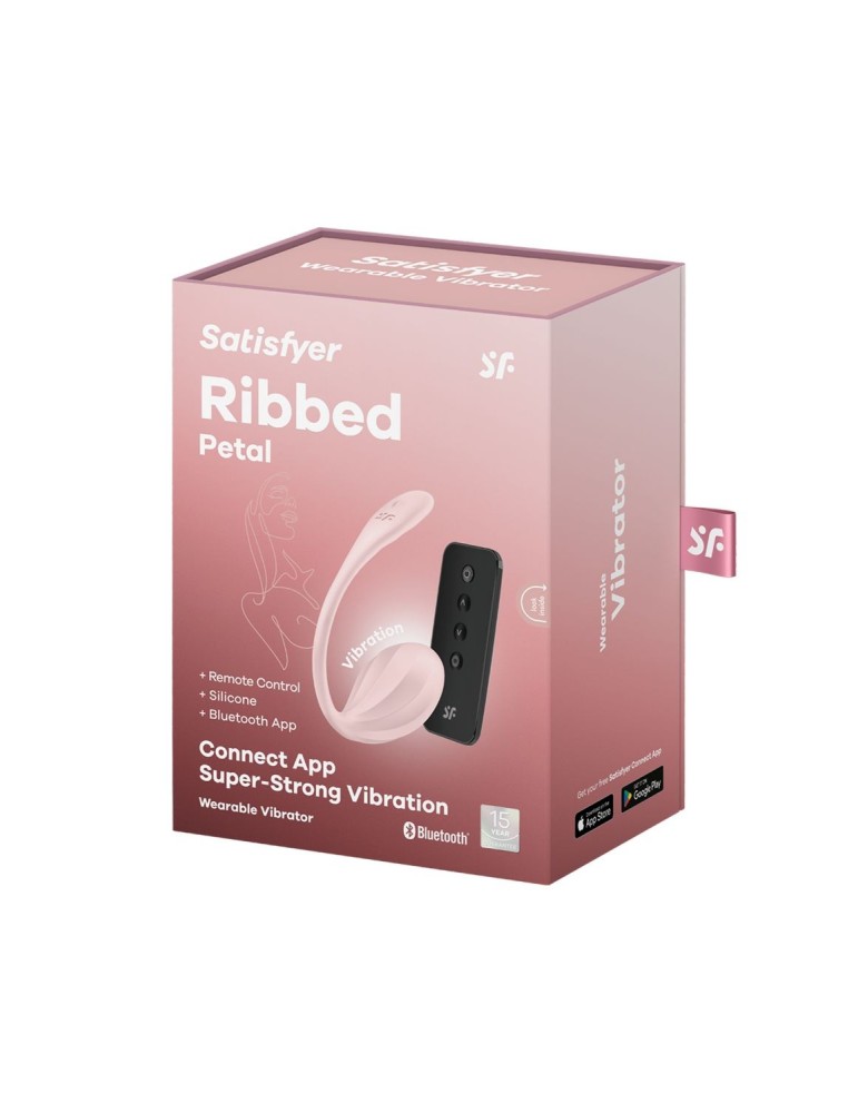 Oeuf vibrant télécommandé rose Ribbed Petal Satisfyer - CC597861