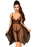 Nuisette et string assorti Noir Naughty doll - PH0082BLK