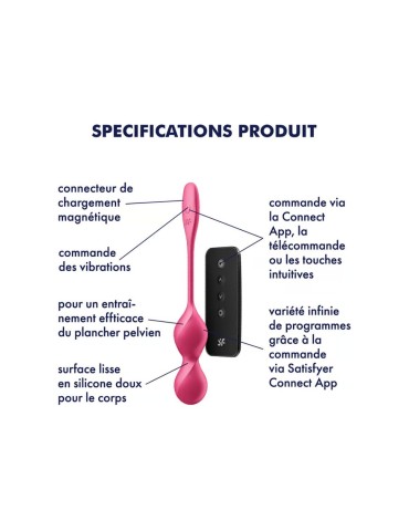 Boules de Geisha vibrantes télécommandées fushia Love Birds 2 Satisfyer - CC597866 2