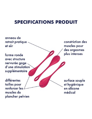 Set de 3 boules de geisha rouge Yoni Power 1 Satisfyer - CC597751 2
