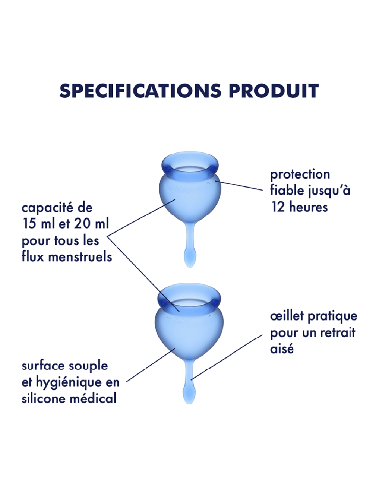 2 coupes menstruelles Satisfyer Dark Bleu FEEL GOOD - CC597822