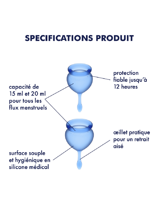 2 coupes menstruelles Satisfyer Dark Bleu FEEL GOOD - CC597822