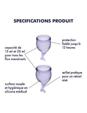 2 coupes menstruelles Satisfyer Lilas FEEL SECURE - CC597238 2