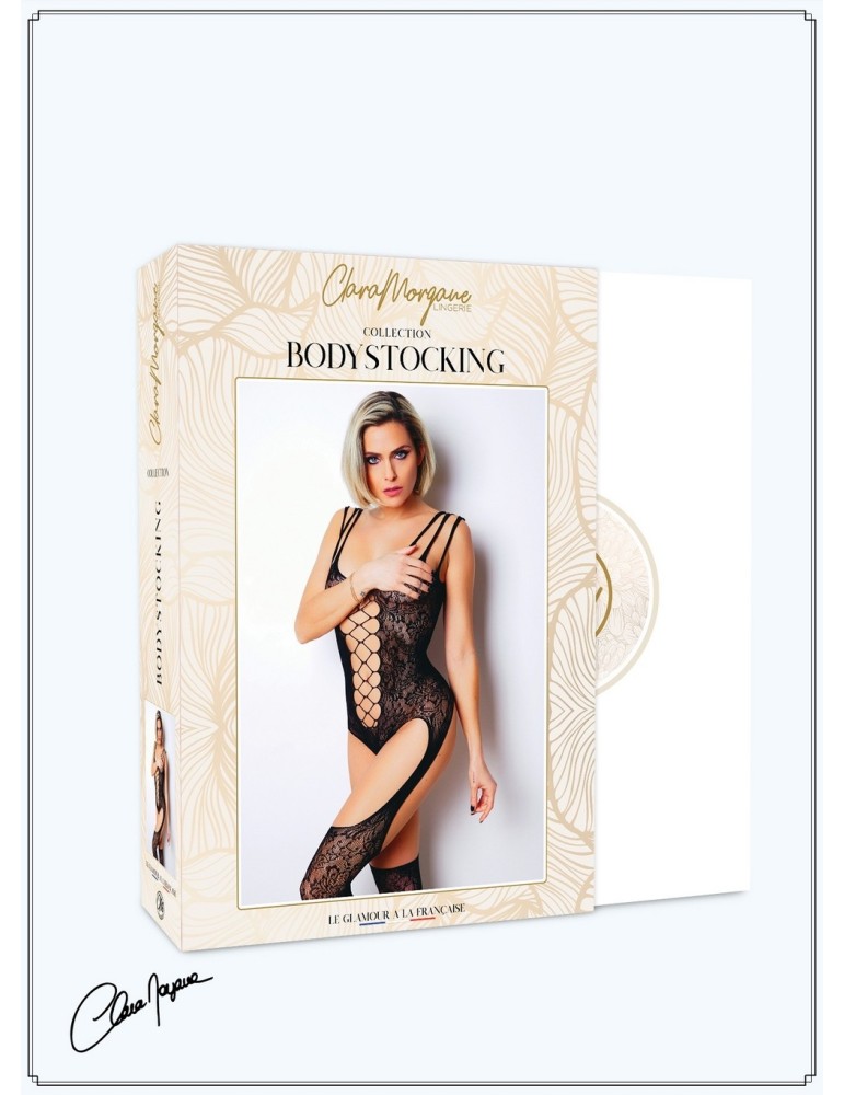 Bodystocking dentelle floral et triple bretelles - Le Numéro 9 - Collection Bodystocking - CM99009