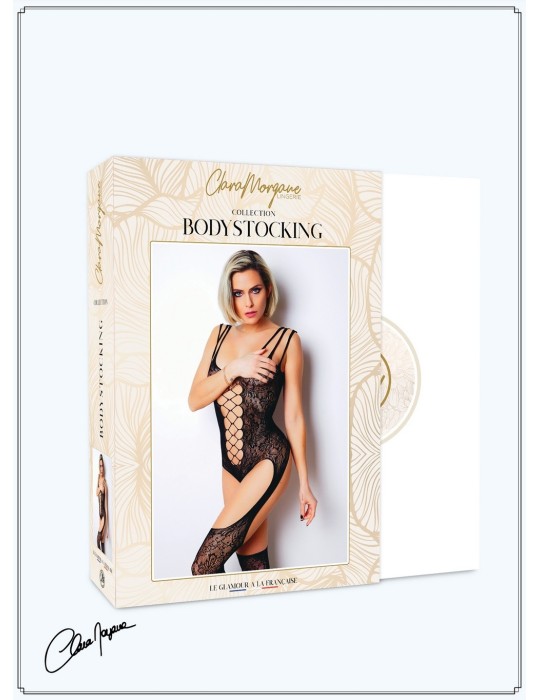 Bodystocking dentelle floral et triple bretelles - Le Numéro 9 - Collection Bodystocking - CM99009