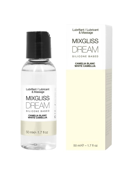 2 en 1 Lubrifiant et huile de massage silicone Mixgliss Dream Camelia blanc 50 ML - MG2528 2 en 1 Lubrifiant et huile de massage silicone Mixgliss Dream Camelia blanc 50 ML - MG2528