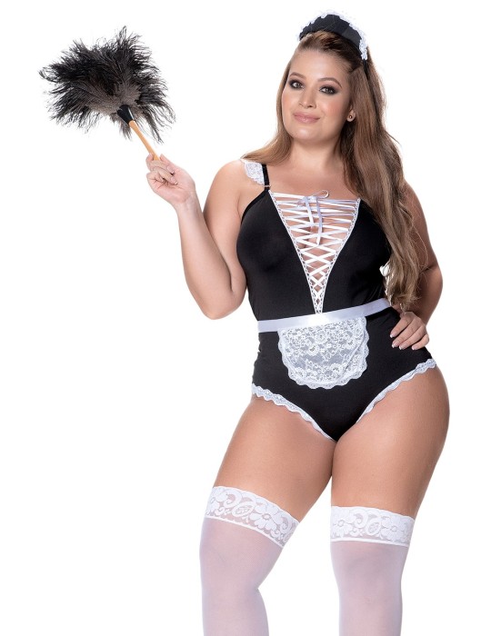 Costume de femme de ménage sexy, grande taille - MAL6414XCOS Costume de femme de ménage sexy, grande taille - MAL6414XCOS