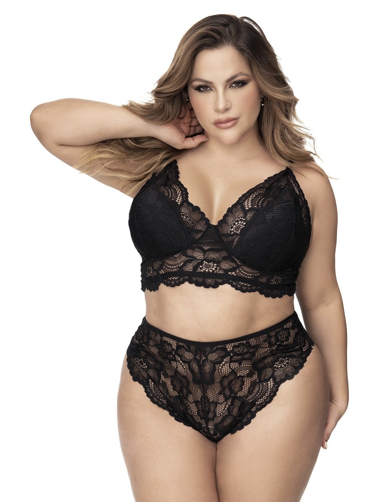 Lingerie grande taille, soutien-gorge et culotte en fibres recyclées - MAL8796XBLK Lingerie grande taille, soutien-gorge et culotte en fibres recyclées - MAL8796XBLK