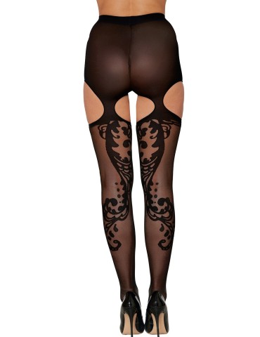 Collant fantaisie échancré sur le haut des cuisses - DG0438BLK 2