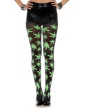 Collant noir avec feuillages - MH37261BGR