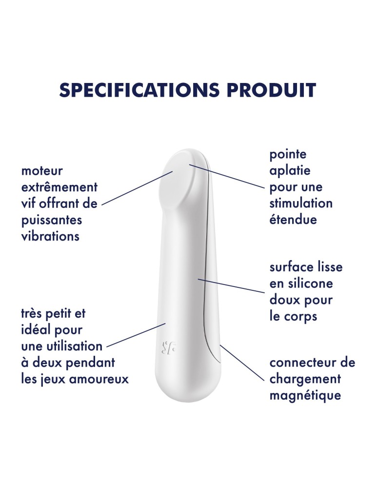 Vibromasseur blanc USB Ultra Power Bullet 3 Satisfyer - CC597735