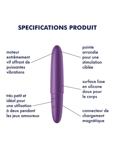 Vibromasseur violet USB Ultra Power Bullet 6 Satisfyer - CC597740 2
