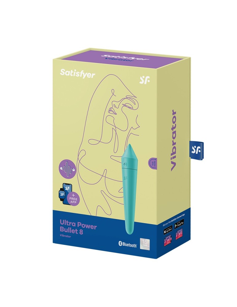Vibromasseur connecté turquoise USB Ultra Power Bullet 8 Satisfyer - CC597744