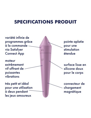 Vibromasseur connecté lilas USB Ultra Power Bullet 8 Satisfyer - CC597745 2