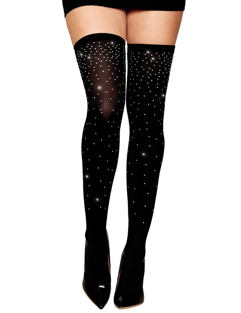 Bas fantaisie noir avec strass - DG0459BLK Bas fantaisie noir avec strass - DG0459BLK