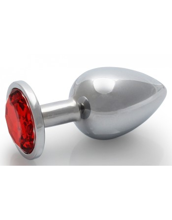 Bijou anal Round Gem M 7 x 3.3 cm Argenté-Rouge