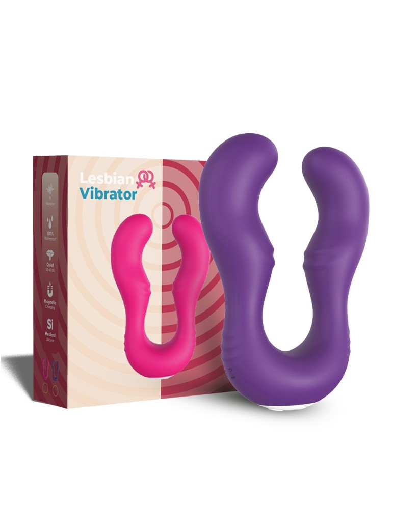 Vibromasseur Violet en forme de U double tête stimulateur point G - USK-V07PUR Vibromasseur Violet en forme de U double tête stimulateur point G - USK-V07PUR