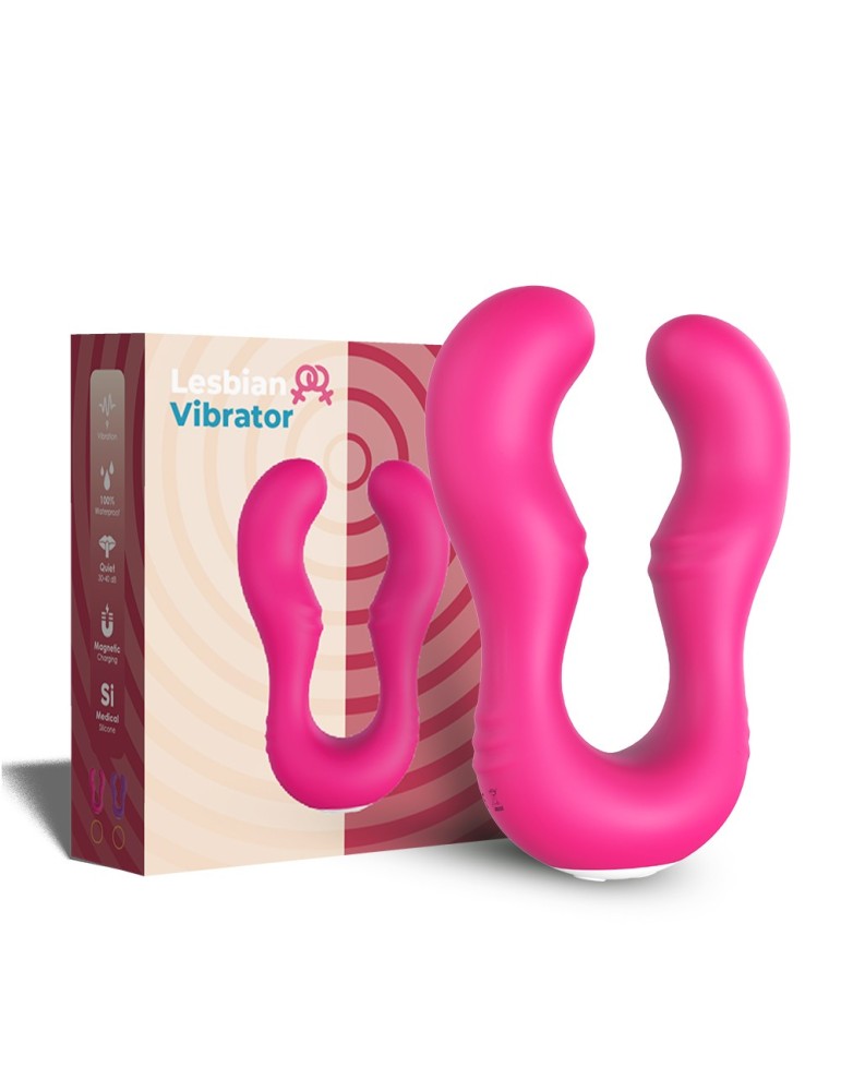 Vibromasseur Rose en forme de U double tête stimulateur point G - USK-V07PNK Vibromasseur Rose en forme de U double tête stimulateur point G - USK-V07PNK