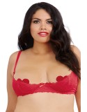 Soutien-gorge rouge grande taille demi-bonnets seins nus avec armatures - DG9386XRED