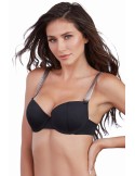 Soutien-gorge push-up coqué avec bretelles brillantes - DG11471BLK