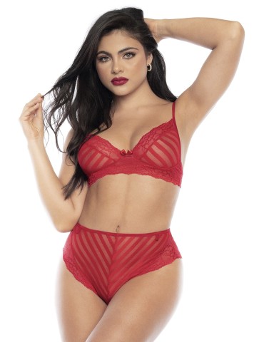 Ensemble deux pièces en dentelle rouge - MAL8815RED 2