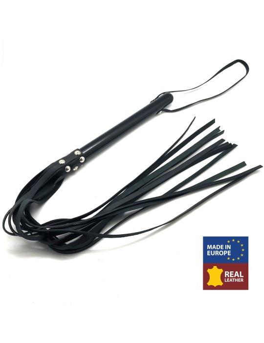 MARTINET BRINS EN CUIR NOIR - 78cm - MANCHE EN BOIS MARTINET BRINS EN CUIR NOIR - 78cm - MANCHE EN BOIS