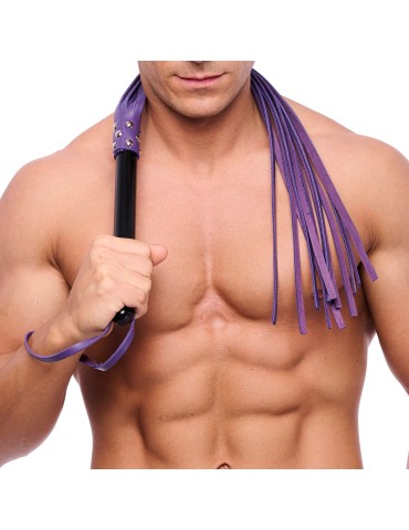 MARTINET BRINS EN CUIR VIOLET - 78cm - MANCHE EN BOIS 2