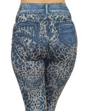 Legging bleu effet jean délavé imprimé léopard - FD1017 Legging bleu effet jean délavé imprimé léopard - FD1017