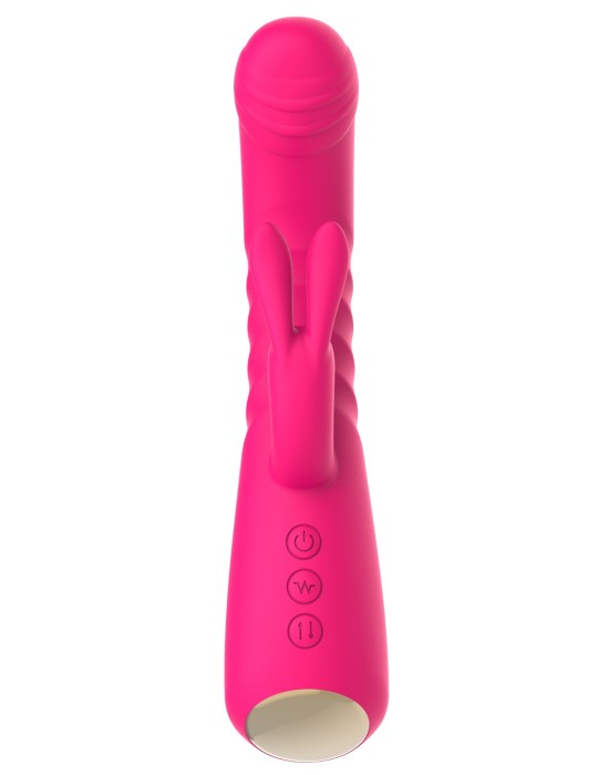 Vibromasseur rabbit rose chauffant avec fonction va-et-vient, USB - WS-NV040