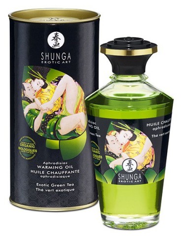 Huile de massage Chauffante Aphrodisiaque - THÉ VERT 100ml